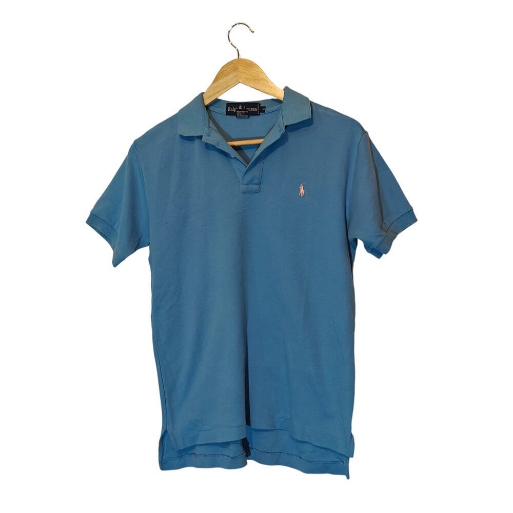 Ralph Lauren Light Blue Polo Shirt Light Pink Pony Logo M